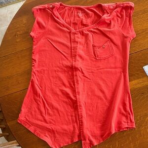 Bianca Nygard Cotton Orange Pocket Cap-Sleeve Top Size S